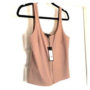 Zip Front Rib Tank - mauve/blush - **NWT**